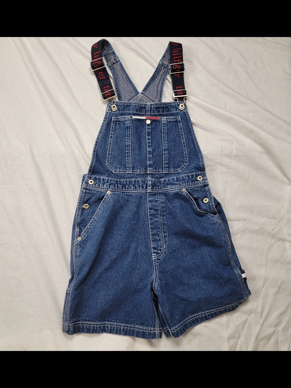 Tommy Hilfiger 90s Vintage Denim Shortalls Overalls Size Small